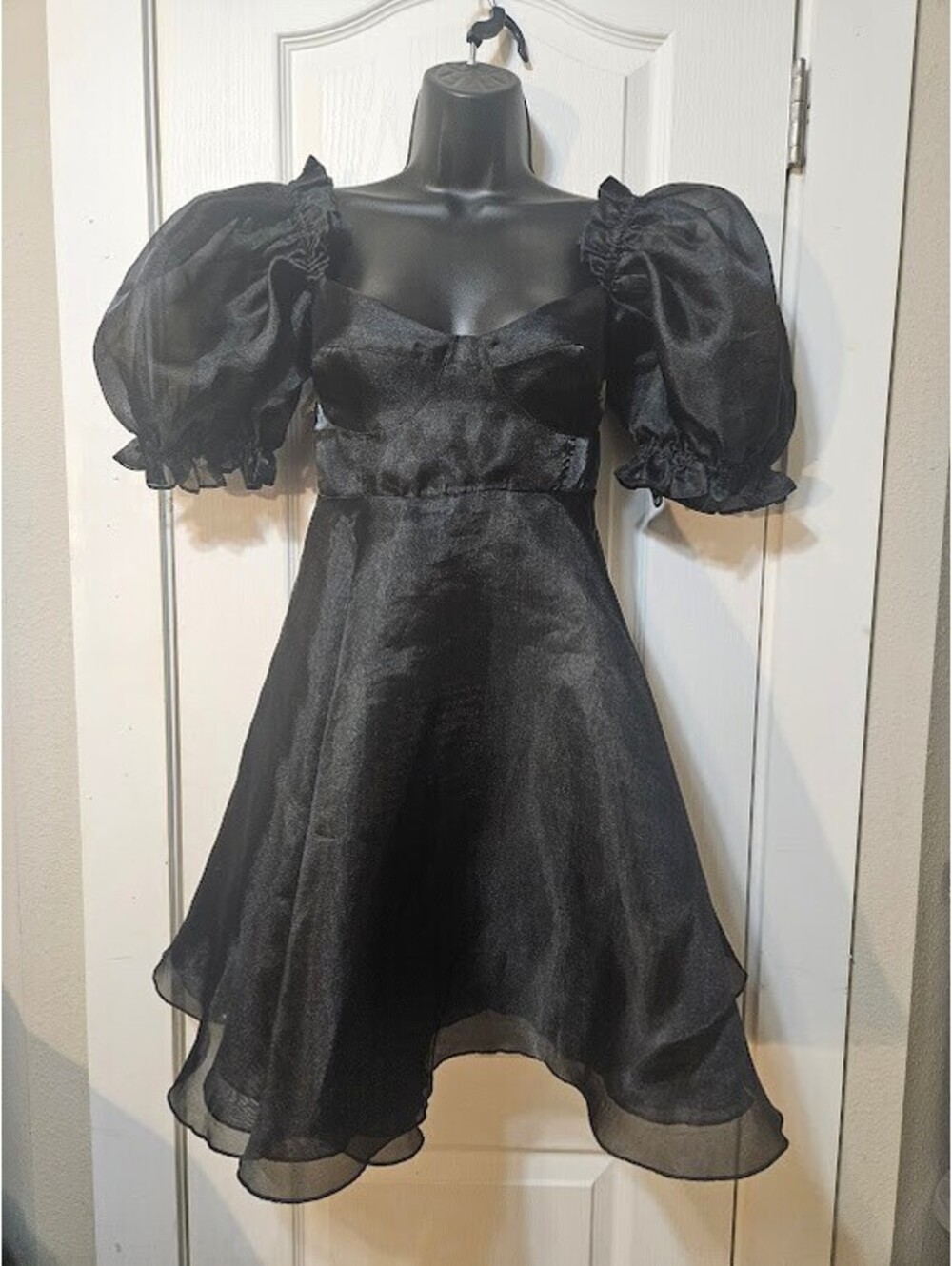 Selkie Off-Shoulder Puff Sleeve Dress Large Black Romantic Cottagecore